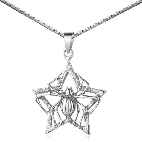 MATERIA Spinnen Anhänger Stern Silber 925 - Damen und Herren mit Kette KA-124_K16-50cm von MATERIA by Matthias Wagner