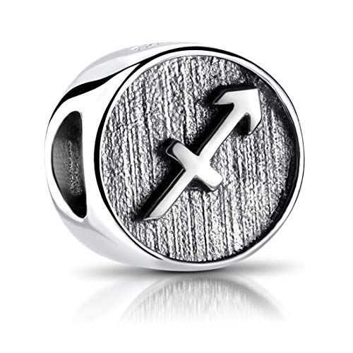 MATERIA Sternzeichen Schütze Anhänger Silber 925 - Beads Perle Charms für Armband oder Kette antik schwarz #593 von MATERIA by Matthias Wagner