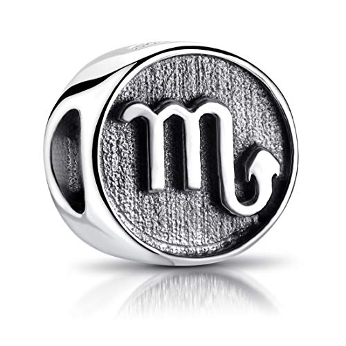 MATERIA Sternzeichen Skorpion Anhänger Silber 925 - Beads Perle Charms für Armband oder Kette antik schwarz #590 von MATERIA by Matthias Wagner