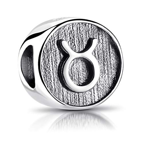 MATERIA Sternzeichen Stier Anhänger Silber 925 - Beads Perle Charms für Armband oder Kette antik schwarz #583 von MATERIA by Matthias Wagner
