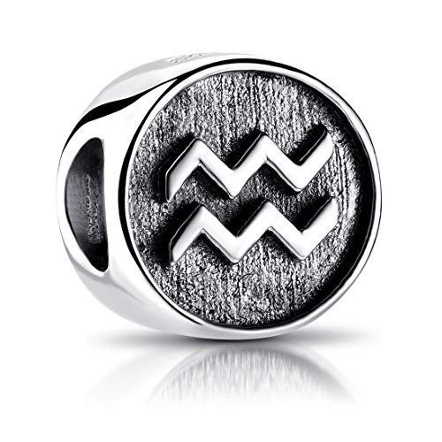 MATERIA Sternzeichen Wassermann Anhänger Silber 925 - Beads Perle Charms für Armband oder Kette antik schwarz #554 von MATERIA by Matthias Wagner