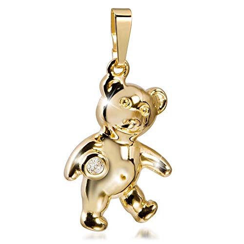 MATERIA Teddy Bär Ketten-Anhänger Mädchen Gold - 925 Silber Kinderschmuck 925 Silber vergoldet KA-477 von MATERIA by Matthias Wagner