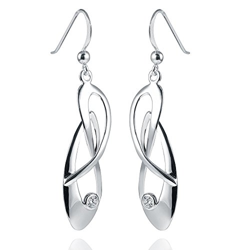 MATERIA Zirkonia Ohrhänger Unendlich - 925 Silber Ohrringe lang rhodiniert inkl. Schmuckbox #SO-52 von MATERIA by Matthias Wagner