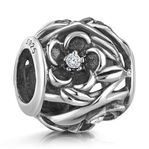 MATERIA by Matthias Wagner Blumen Beads Silber 925 Damen Zirkonia Charms floral antik 865 von MATERIA by Matthias Wagner