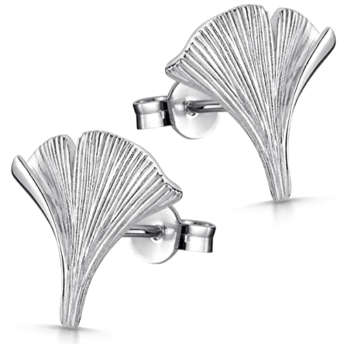 MATERIA by Matthias Wagner Damen Ohrstecker Ginkgo Blatt aus 925 Sterling Silber rhodiniert im Etui SO-35 von MATERIA by Matthias Wagner