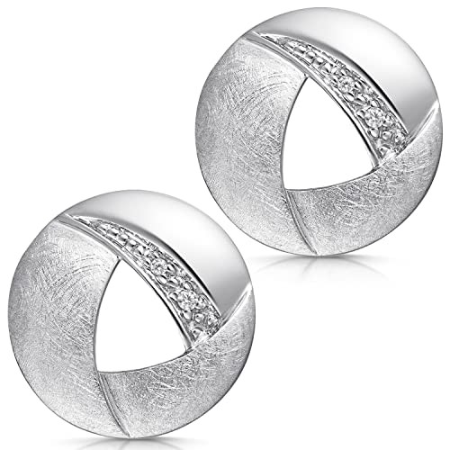 MATERIA by Matthias Wagner Damen Ohrstecker Silber 925 - Zirkonia Ohrringe matt rhodiniert rund SO-171 von MATERIA by Matthias Wagner