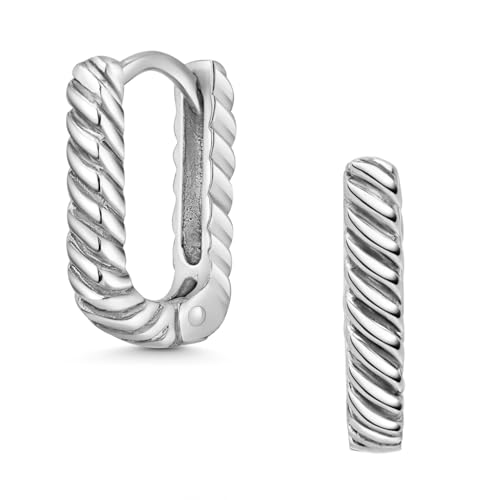 MATERIA by Matthias Wagner Eckige Creolen gedreht Silber 925 Ohrring klein SO-37 von MATERIA by Matthias Wagner