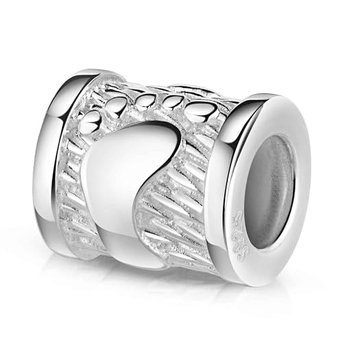 MATERIA by Matthias Wagner Fußabdruck Charm Beads Silber 925 - Baby Füße Schmuck Damen 929 von MATERIA by Matthias Wagner