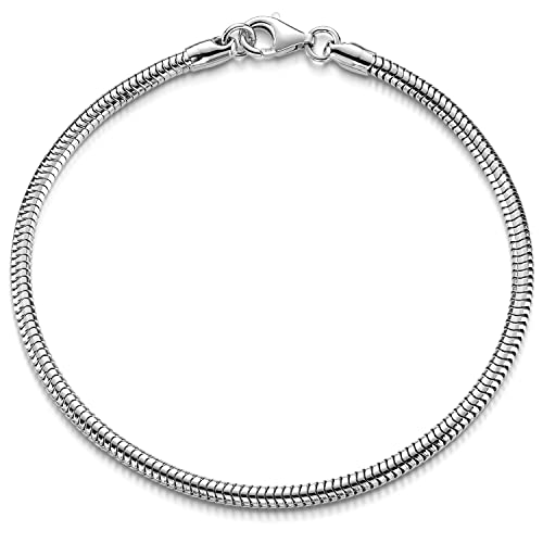 Materia Damen Armband Schlangenkette Silber 925 - Armkette 3mm rhodiniert SA-141-19cm von MATERIA by Matthias Wagner