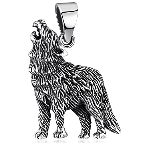MATERIA by Matthias Wagner Herren Kettenanhänger Wolf heulend 925 Silber geschwärzt KA-251 von MATERIA by Matthias Wagner