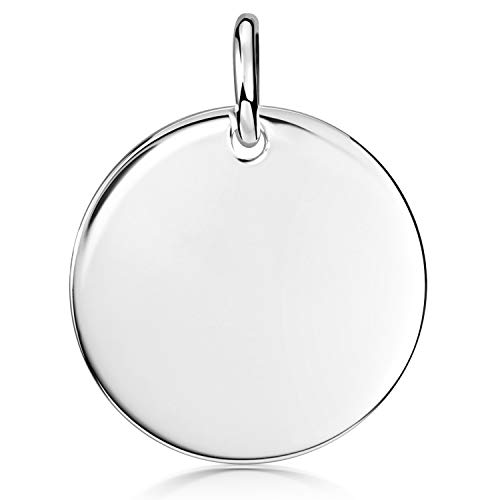 Materia Anhänger Silber 925 rund - Herren Damen Silberanhänger 20mm groß rhodiniert KA-323-Silber-Ohne Gravur von MATERIA by Matthias Wagner