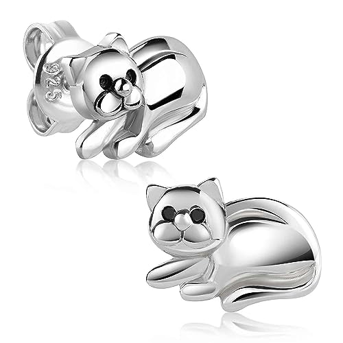 MATERIA by Matthias Wagner Kleine Katzen Ohrstecker Silber 925 Mädchen Ohrringe rhodiniert SO-187 von MATERIA by Matthias Wagner