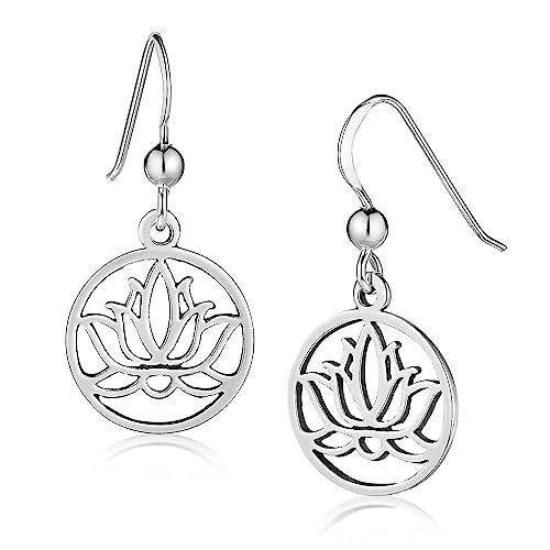 MATERIA by Matthias Wagner Lotus Ohrringe Silber 925 rund hängend - Damen Blumen Ohrhänger SO-59 von MATERIA by Matthias Wagner