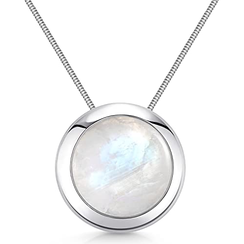 MATERIA by Matthias Wagner Mondstein Anhänger Silber 925 Damen rund groß mit 50cm Kette KA-259-K22-50 von MATERIA by Matthias Wagner