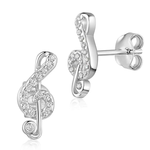 MATERIA by Matthias Wagner Ohrstecker Notenschlüssel Silber 925 - Musik Ohrringe mit Zirkonia Steinen SO-184 von MATERIA by Matthias Wagner
