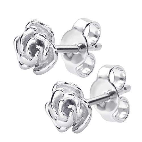 MATERIA by Matthias Wagner Ohrstecker Silber 925 Rose - Damen Ohrringe Blüten Ø 7mm rhodiniert SO-48 von MATERIA by Matthias Wagner