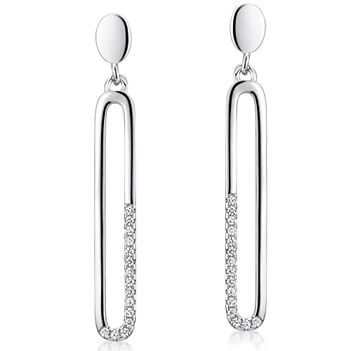 MATERIA by Matthias Wagner Pendel Ohrstecker Silber 925 Damen oval 35mm lang mit Zirkonia Steinen SO-237 von MATERIA by Matthias Wagner