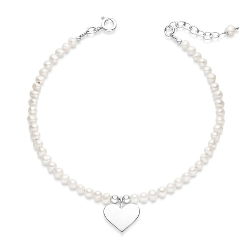 MATERIA by Matthias Wagner Perlenarmband Damen Silber 925 weiß - Armband mit Herz SA-45-Größe-M von MATERIA by Matthias Wagner