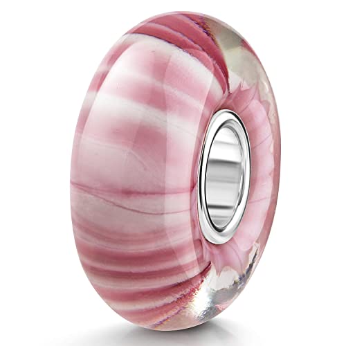 MATERIA by Matthias Wagner Streifen Glas Bead rosa weiß 925 Silber für Armband 537 MATERIA by Matthias Wagner Streifen Glas Bead rosa weiß 925 Silber für Armband 537 von MATERIA by Matthias Wagner