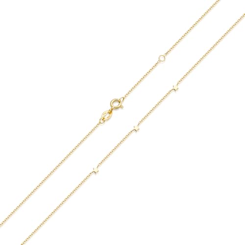 MATERIA feine Gold Kette mit Sternen Silber 925 - goldene Sternenkette vergoldet 42cm + 3cm Verlängerung CO-30 von MATERIA by Matthias Wagner