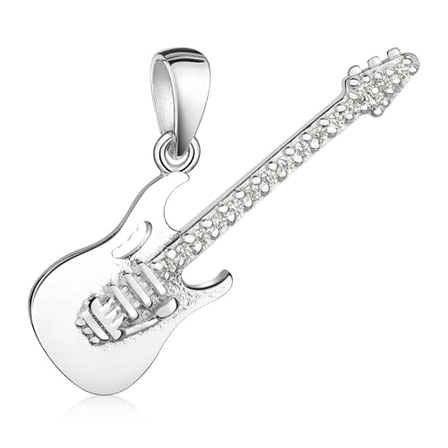 Materia Anhänger Gitarre mit Kette Silber 925 - Kettenanhänger Musik klein Damen Schmuck mit Zirkonia KA-86_K141 von MATERIA by Matthias Wagner