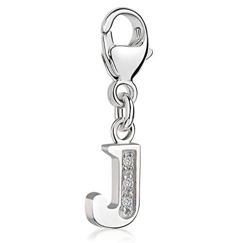 Materia Buchstabe J Anhänger Silber 925 mit 3 Zirkonia - Alphabet Charms C60 von MATERIA by Matthias Wagner