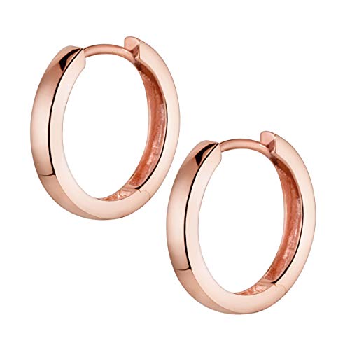 Materia Damen Creolen Rosegold 17mm - Klappcreolen Silber 925 vergoldet SO-358-Rosegold von MATERIA by Matthias Wagner