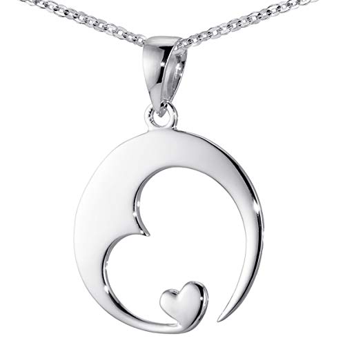 MATERIA Damen Herz-Anhänger Silber 925 rhodiniert Schmuck Liebe mit Halskette 70 cm inkl. Geschenk-Box #KA-16-K30-70cm von MATERIA by Matthias Wagner