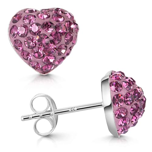 Materia Damen Ohrstecker Silber 925 Herz lila violett SO-149-Violett von MATERIA by Matthias Wagner
