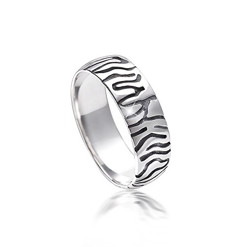 Materia Damen Ring 925 Silber Zebra Muster - Silberring antik SR-115-51 von MATERIA by Matthias Wagner