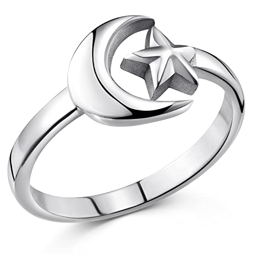 Materia Damen Ring 925 Silber mit Halbmond und Stern SR-169-62 von MATERIA by Matthias Wagner