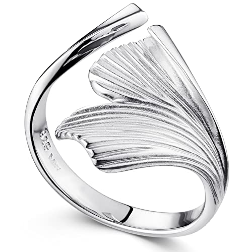 Materia Damen Ring 925 Silber verstellbar Ginkgo Blatt rhodiniert SR-27-Medium von MATERIA by Matthias Wagner