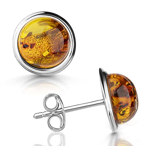 Materia Edelstein Ohrstecker Silber 925 Damen 10mm orange rund SO-501 von MATERIA by Matthias Wagner