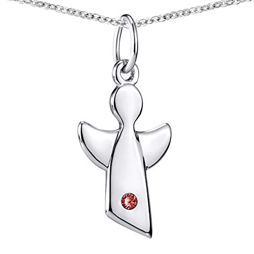 Materia Engel Anhänger Kinder - 925 Silber Geburtsstein Januar Geschenk Geburt Taufe in Box KA-459-Rot-K109 von MATERIA by Matthias Wagner