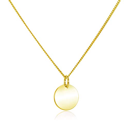 Materia Gold Kette mit rundem Plättchen Anhänger - Damen Halskette 925 Silber vergoldet CO-27-Gold von MATERIA by Matthias Wagner