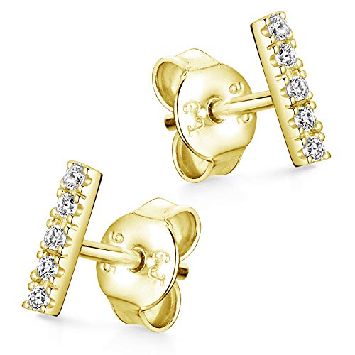 Materia Gold Ohrstecker klein Silber 925 mit Zirkonia - Stäbchen Ohrringe echt SO-447-Gold von MATERIA by Matthias Wagner