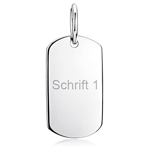 Materia Gravur Anhänger Silber 925 Dog Tag Gravurplatte rhodiniert KA-325-Silber_Schrifttyp 1 von MATERIA by Matthias Wagner