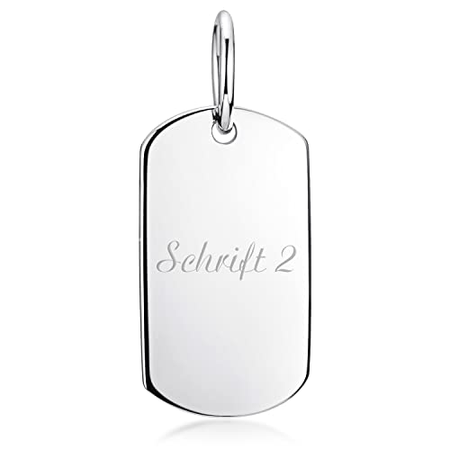 Materia Gravur Anhänger Silber 925 Dog Tag Gravurplatte rhodiniert KA-325-Silber_Schrifttyp 2 von MATERIA by Matthias Wagner
