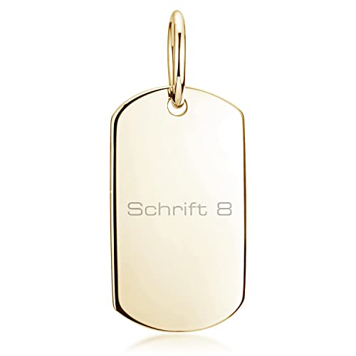 Materia Gravur Anhänger Silber 925 klein - Gold Dog Tag vergoldet KA-325-Gold_Schrifttyp 8 von MATERIA by Matthias Wagner