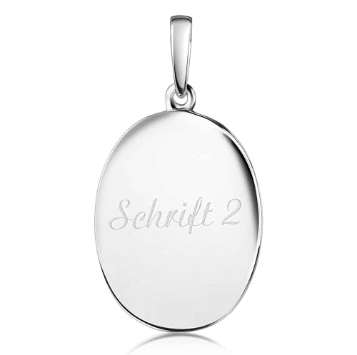 Materia Gravur Anhänger Silber 925 oval Gross 6g massiv - personalisierter Schmuck Damen Herren und Box #KA-322, Schrifttyp:Schrifttyp 2 von MATERIA by Matthias Wagner