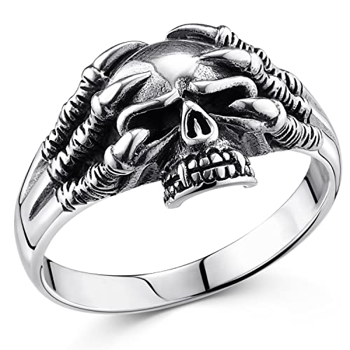 Materia Herrenring Totenkopf antik - Gothic Ring 925 Silber breit SR-53-59 von MATERIA by Matthias Wagner