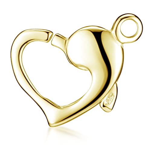 Materia Karabiner Verschluss Gold - Herz Anhänger Silber 925#Z51 von MATERIA by Matthias Wagner