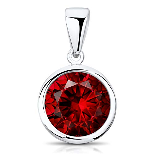 Materia Kristall Anhänger rot - 925 Sterling Silber rhodiniert rund klein Damen KA-462-rot von MATERIA by Matthias Wagner