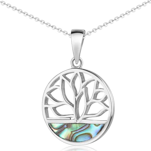 Materia Lotusblume Halskette Silber 925 - Abalone Kette Damen KA-394-G-K141 von MATERIA by Matthias Wagner