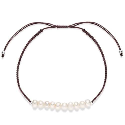 Materia Makramee Armband mit Perlen Damen braun SA-44-Braun von MATERIA by Matthias Wagner