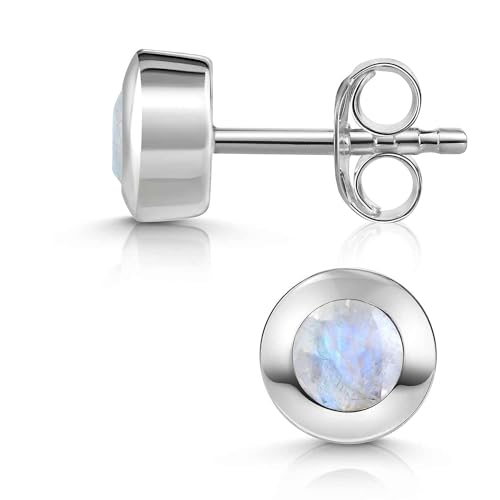 Materia Mondstein Ohrstecker Silber 925 Damen rund SO-155-Mondstein von MATERIA by Matthias Wagner