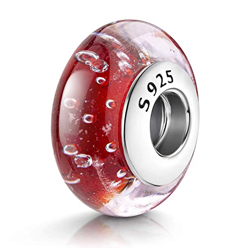 Materia Glas Beads Zirkonia Charms Anhänger Silber 925 rot #1155 von MATERIA by Matthias Wagner