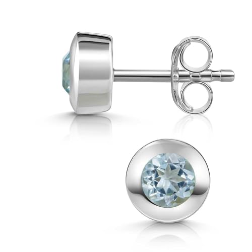 Materia Ohrstecker Blautopas Silber 925 echt - Edelstein Ohrringe Damen SO-155-Blautopas von MATERIA by Matthias Wagner
