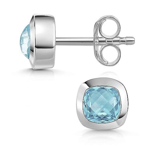 Materia Ohrstecker Silber 925 Damen Blautopas Edelstein SO-340-Blautopas von MATERIA by Matthias Wagner