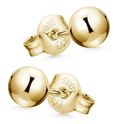 Materia Ohrstecker vergoldet Frauen - Kugel Ohrringe 925 Silber SO-346-6mm von MATERIA by Matthias Wagner